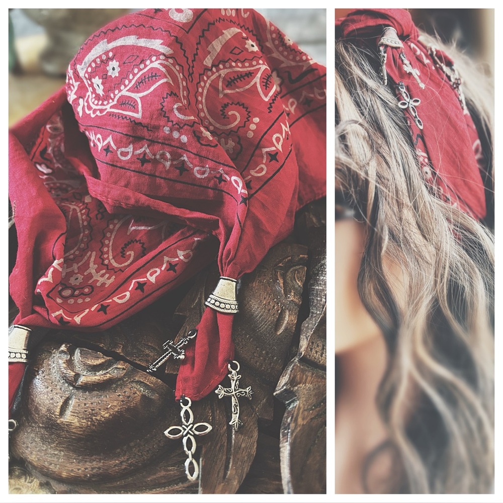 Scarf Dip Dyed Bandana Crosses - Picture 13 of 14